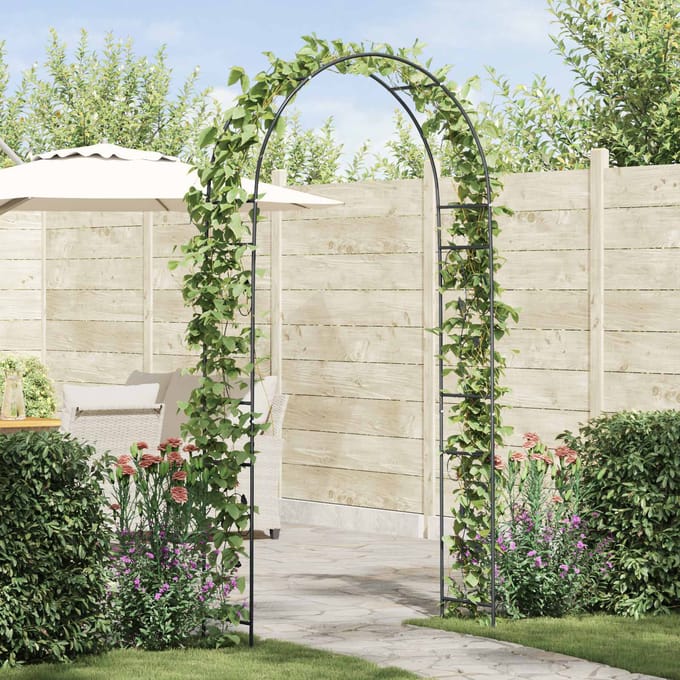 vidaXL - Tuinboog - Zwart - 115 - x - 37 - x - 231 - cm