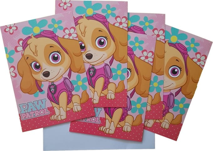 Uitnodigingen Paw-Patrol "Skye" 5 stuks - Verjaardag - Kinderfeestje