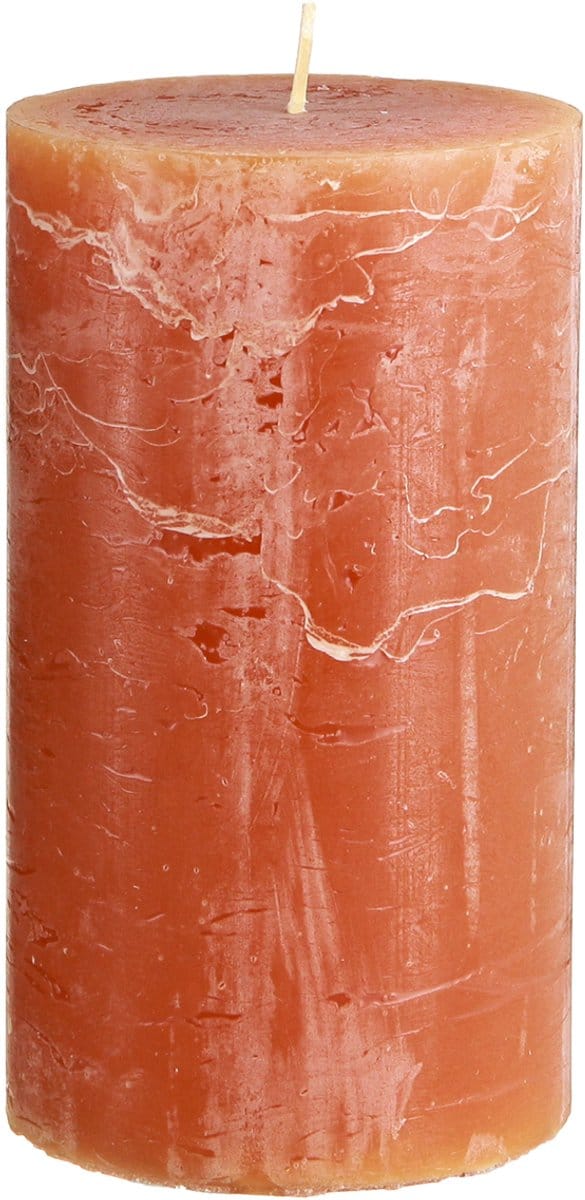 Pilaarkaarsen, set van 2, donkeroranje, 85 x 150 mm, effen kleur, lang
