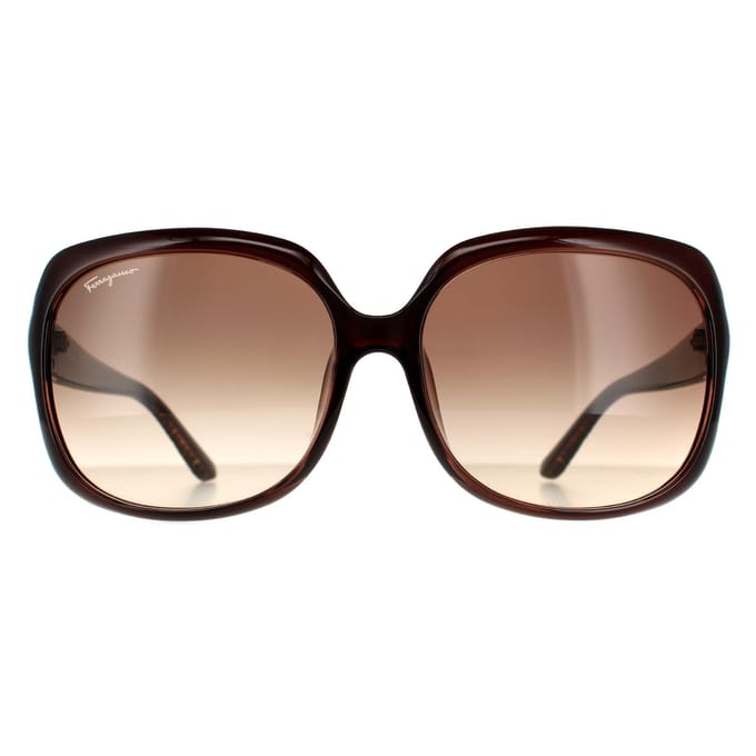 Salvatore Ferragamo Rechthoekige Dames Bruine Gradient Zonnebril