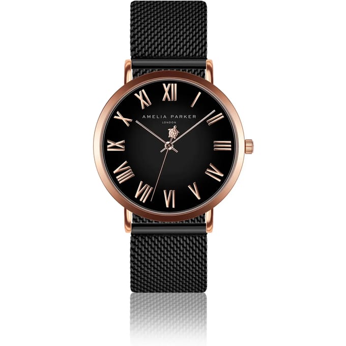 Dameshorloge Amelia Parker Grand Noir Black Mesh
