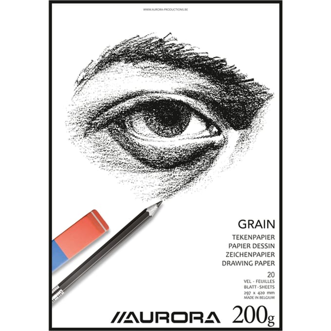 Aurora Tekenblok - Grain - Tekenpapier - Schetsblok - A3 - 200g - 20 vel
