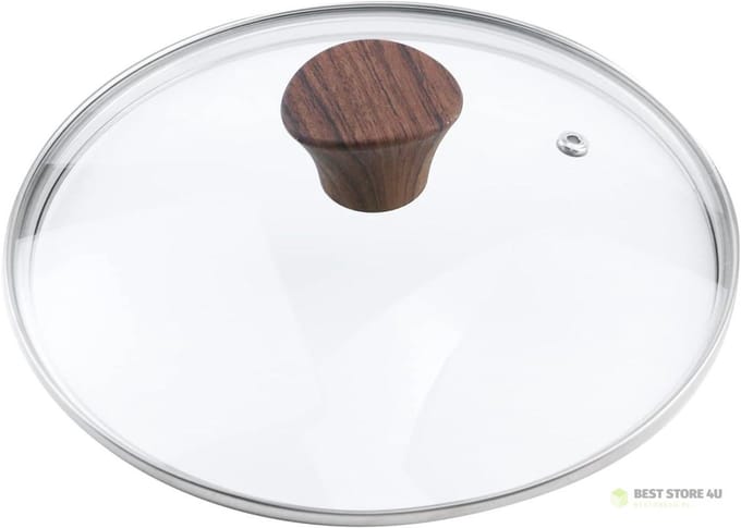 Promis - Glazen Deksel - 30 cm - Hittebestendig - Afneembaar Handvat - Bruin