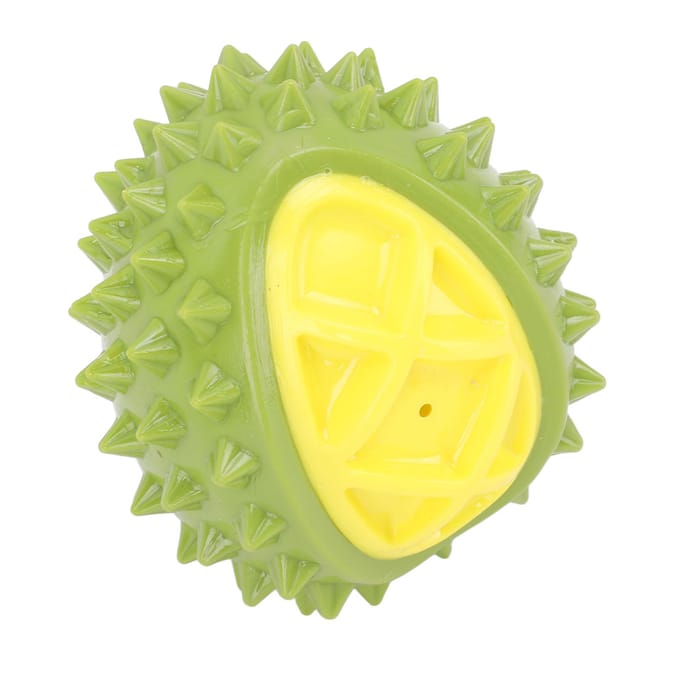 Jouet pour chien en forme de durian, balle TPR interactive, multifonctionnelle, réduit l'anxiété, son, durian vert