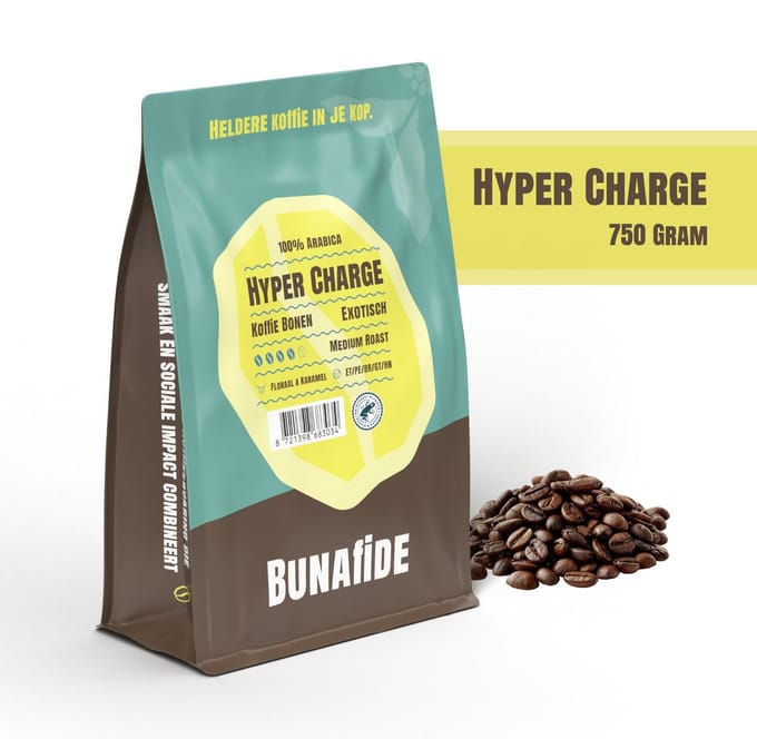 Bunafide - Hyper Charge - Medium Roast - 100% Arabica - Koffiebonen - 750 gram