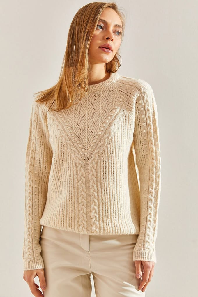 Patroon Dikke Crew Neck Trui