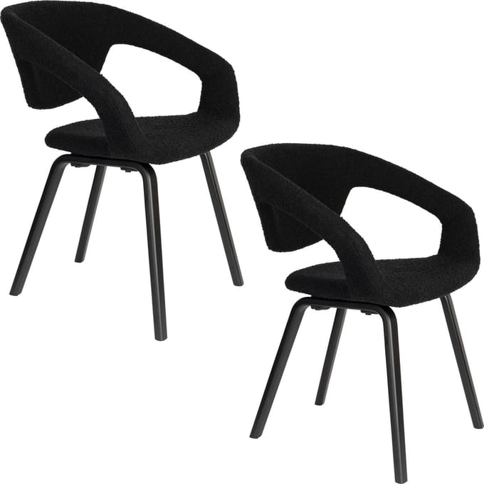 Zuiver Flexback Eetkamerstoelen Armleuning Zwart - Set van 2