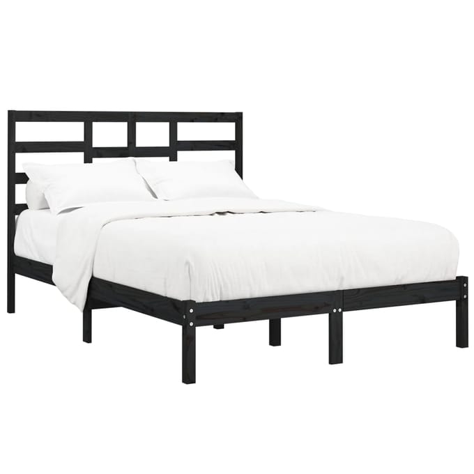 vidaXL - Bedframe - massief - hout - zwart - 140x190 - cm