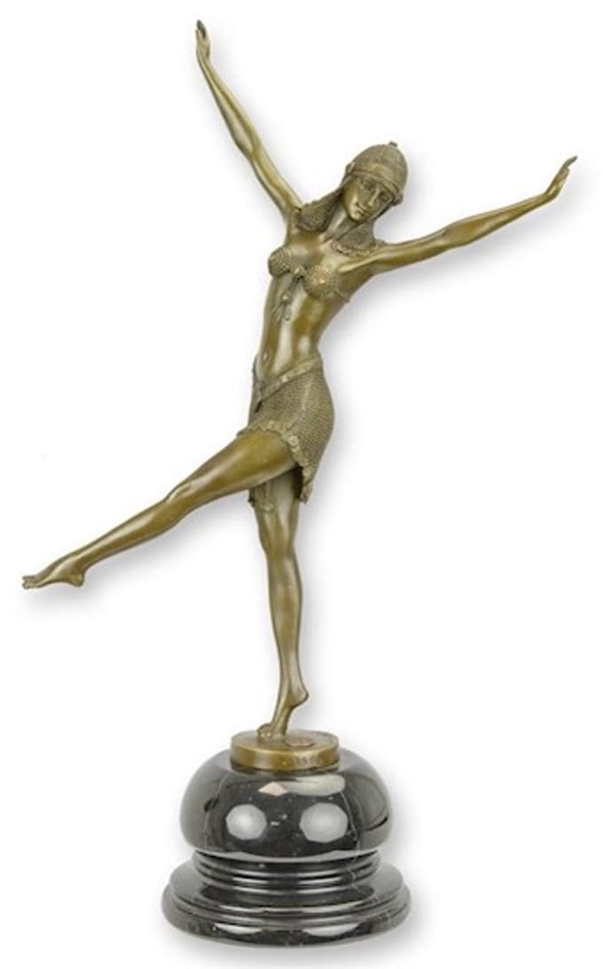 Bronzen Beeld 'De Danseres van Palmyra' - Elegant Sculptuur - 46,2 cm Hoog - Tijdloze Kunst