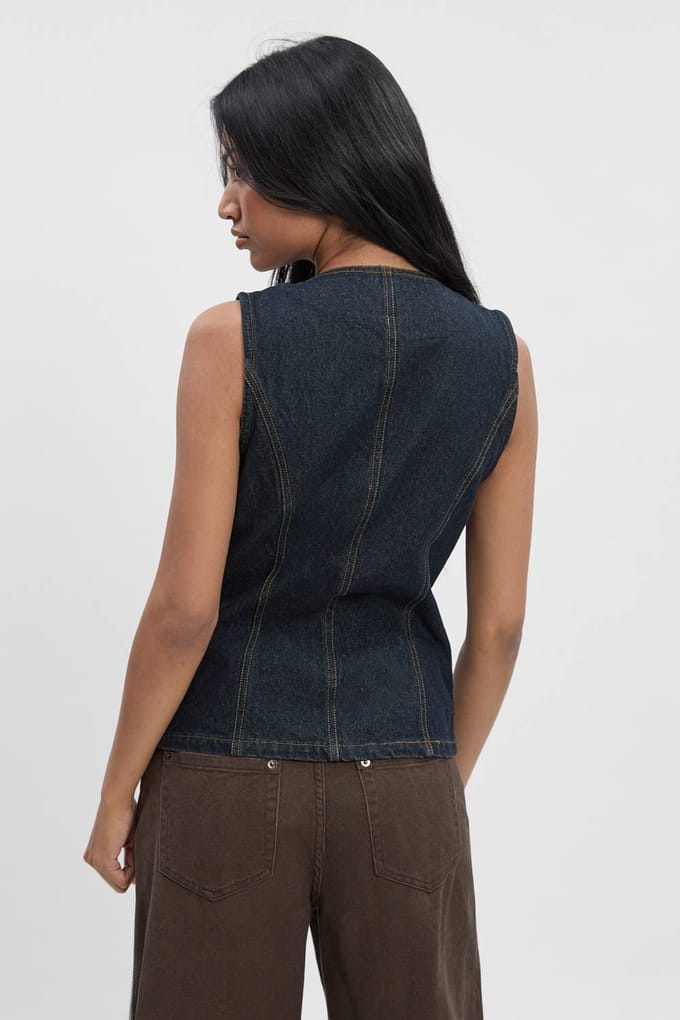 boohoo Dames Longline denimvest | Indigo | Maat: 8
