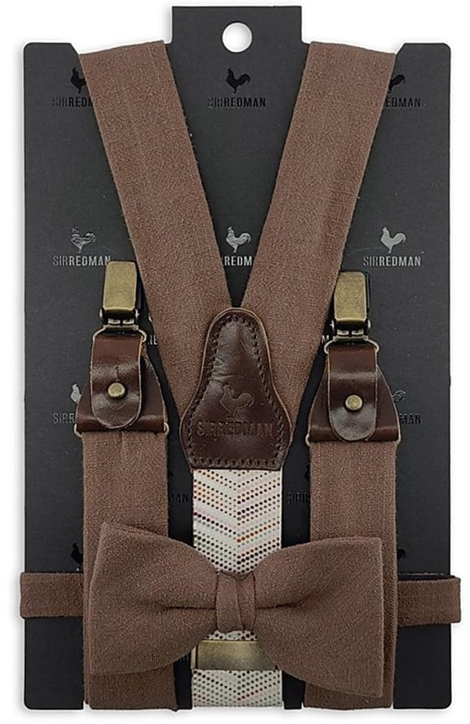 Sir Redman - Bretels met strik - bretels combi pack Pastel Promise Brown - bruin