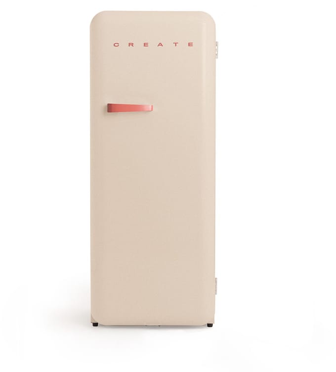 CREATE - Koelkast in retrostijl - Zand - Handvat Terracotta - FRIDGE RETRO 281L