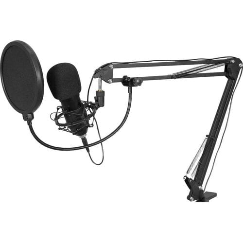 USB Microfoon voor PC met Arm - OMNITRONIC BMS-1C - microfoons usb met pop filter - statief met boom (microfoonstandaard) - mic met houder microfoonstatief computer en laptop