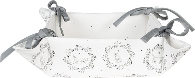 Clayre & Eef Broodmand 35x35x8 cm Wit Grijs Katoen Kat