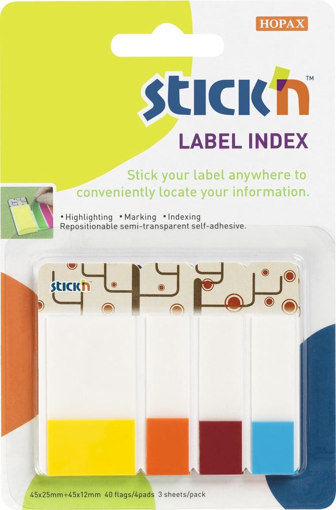 Stick'n Label Index tabs - Transparante tabs - 120 sticky bladwijzers