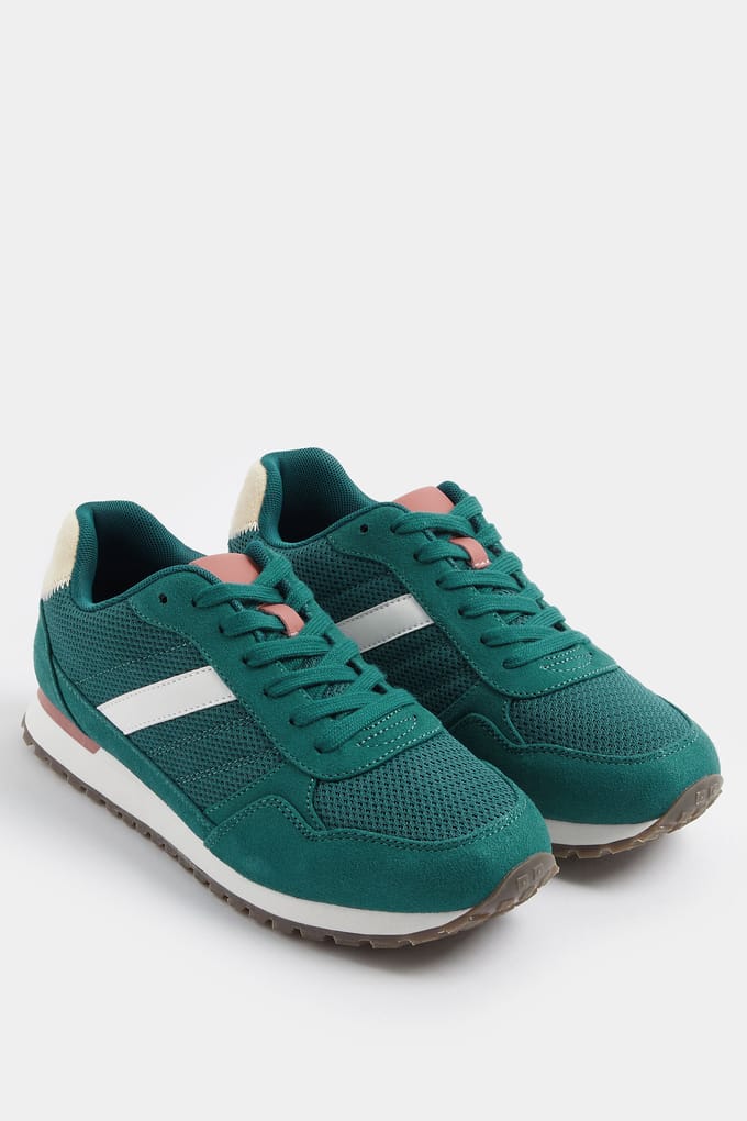 Yours Turquoisegroene Sneakers Met Kleurvlakken In Extra Brede Eeepasvormsize 37EEE