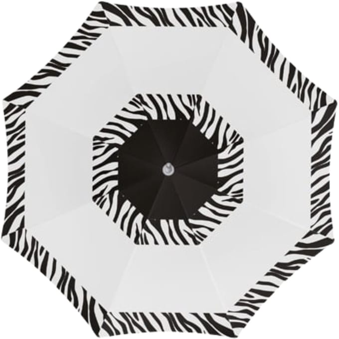 Strand parasol Kenia - D180 cm - zebraprint - inklapbaar - zomer - UV protectie