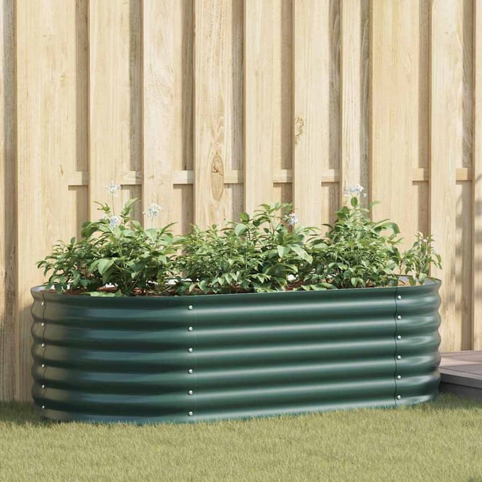 vidaXL - Verhoogd - bed - Groen - 160 - x - 80 - x - 44 - cm - Staal