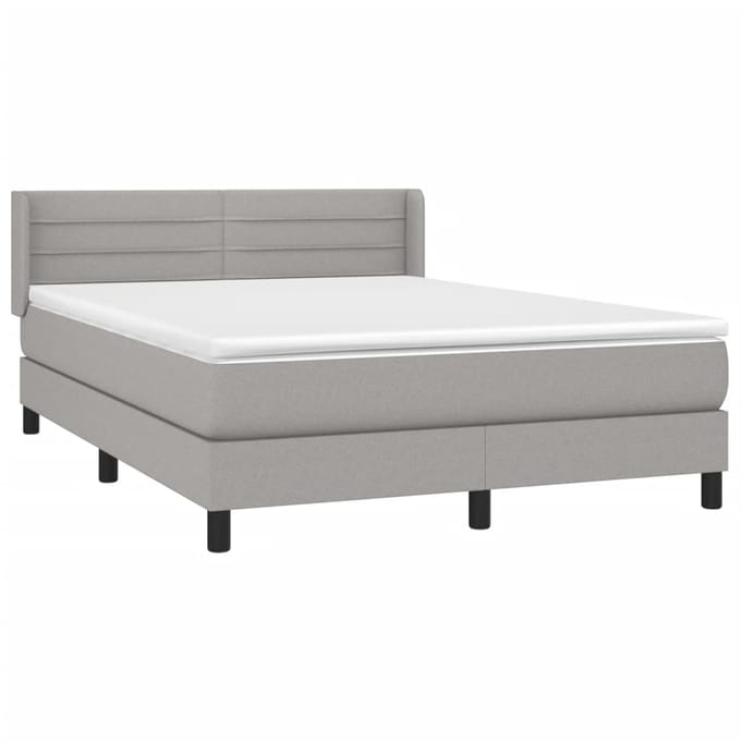 vidaXL - Boxspring - met - matras - stof - lichtgrijs - 140x190 - cm