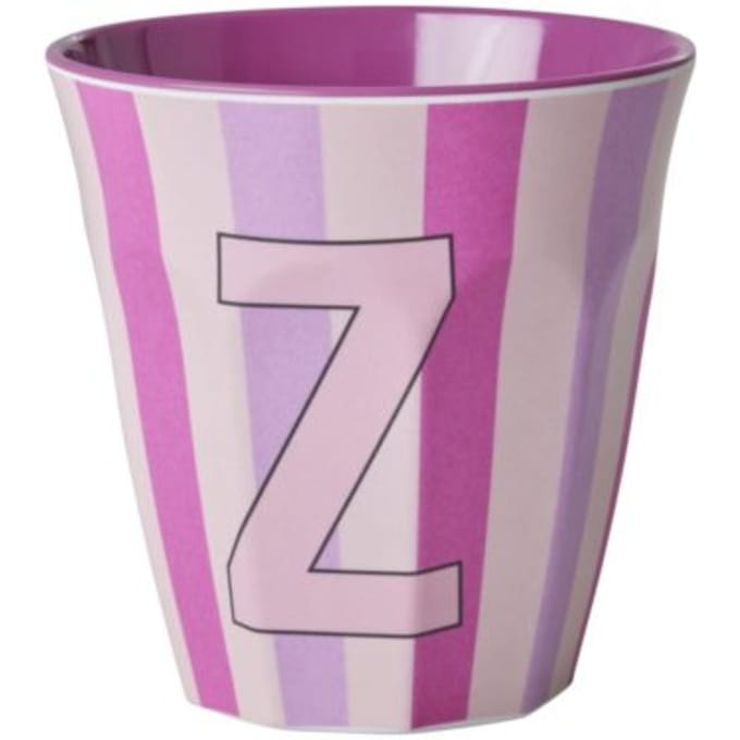Rice melamine beker medium gestreept letter z, roze