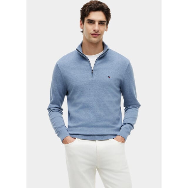 Tommy Hilfiger Essential Cotton Zip Brisk Blue Heather Taglia: S | Dolcevita Outlet | Uomo | Blu