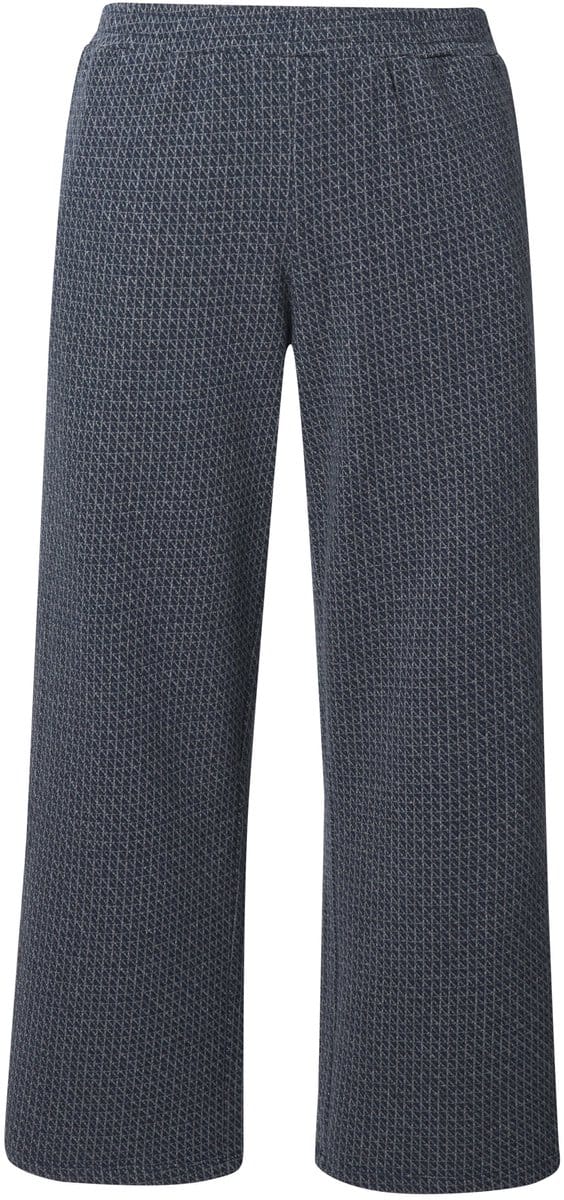 Ulla Popken - Dames - Sweatpants Rose wijde pijpen elastische tailleband - Marine - Maat 46+