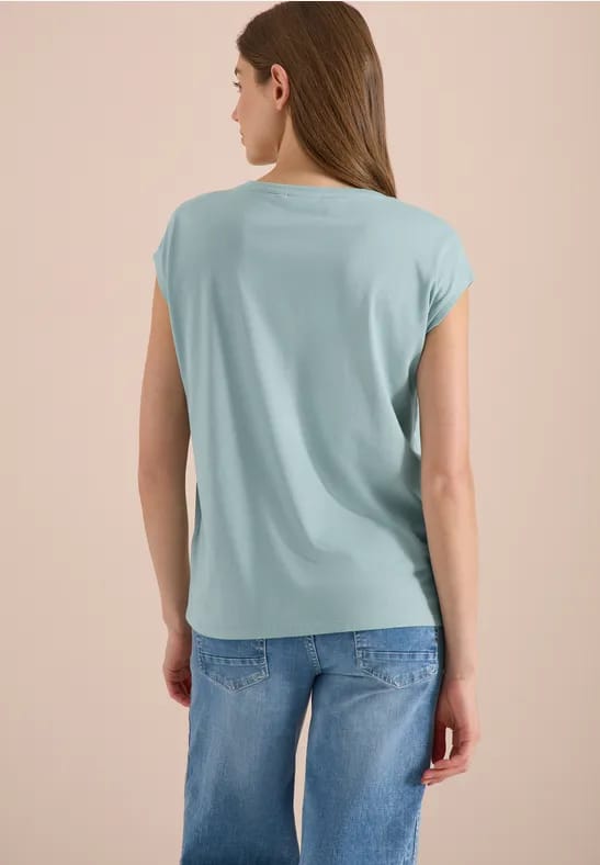 Shirt met overhangende schouders en V-hals