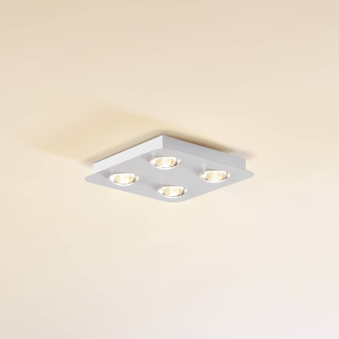 Lindby plafondlamp Jyla, mat wit, 25 x 25 cm, 4-lamps