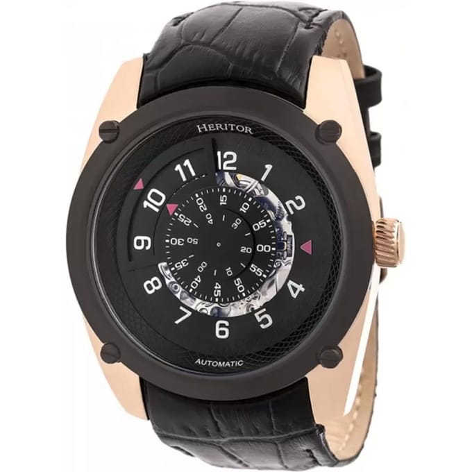 Heritor automatisch Daniels semi-skelet horloge met leren band