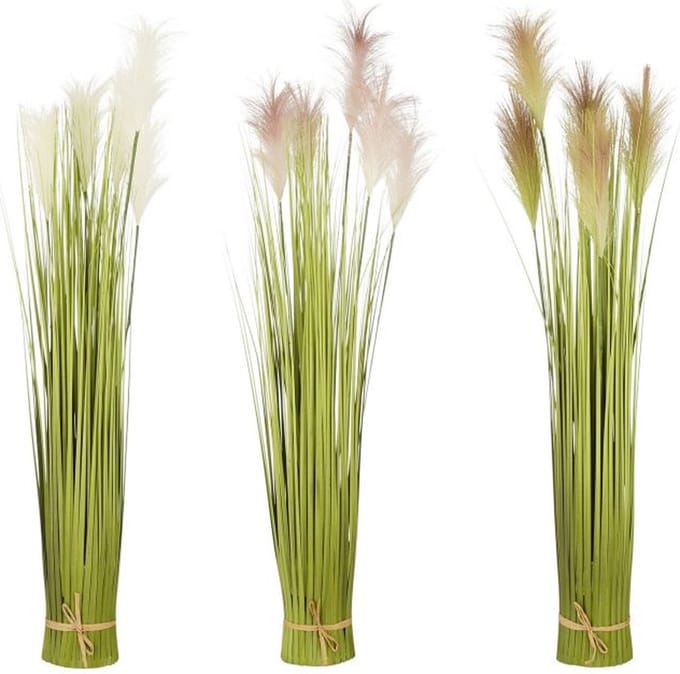 Mica Decorations Gras Bundel - 90 x 15 cm - Roze - Lichtbruin - Wit - 3 stuks