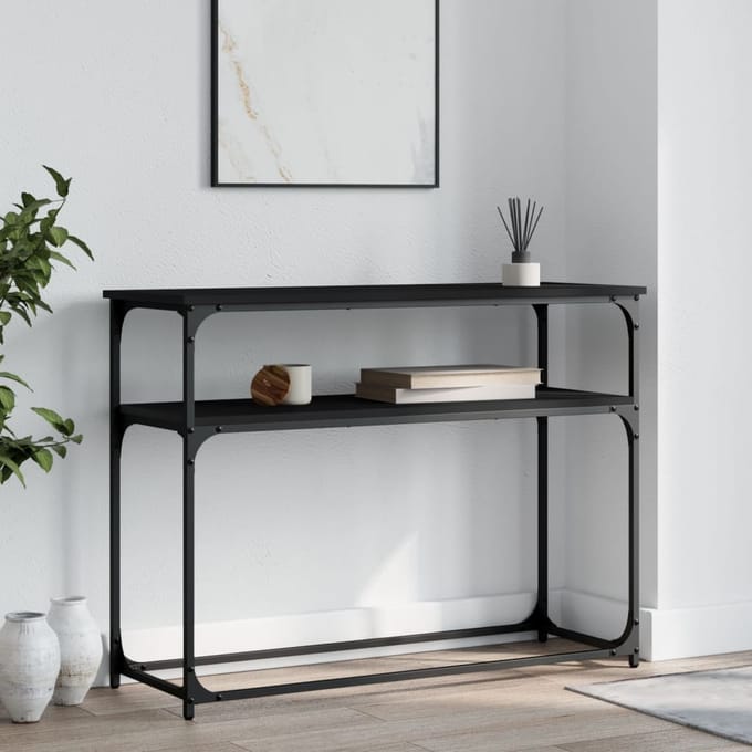 vidaXL - Wandtafel - 100x35,5x75 - cm - bewerkt - hout - zwart