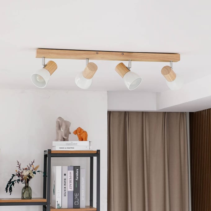 Lindby - buitenspot - 4lichts - Hout, metaal - H: 17 cm - E14 - licht hout, wit