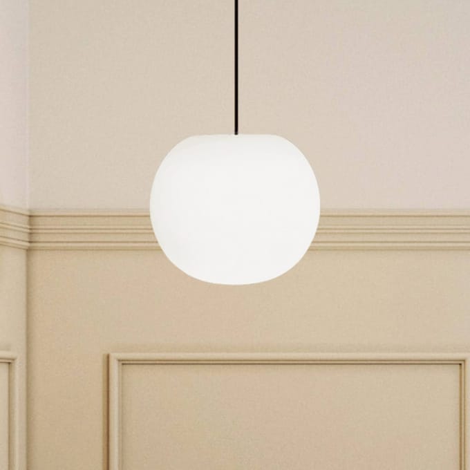 Casablanca hanglamp Acai, wit/zwart, glas, Ø 26 cm, E27