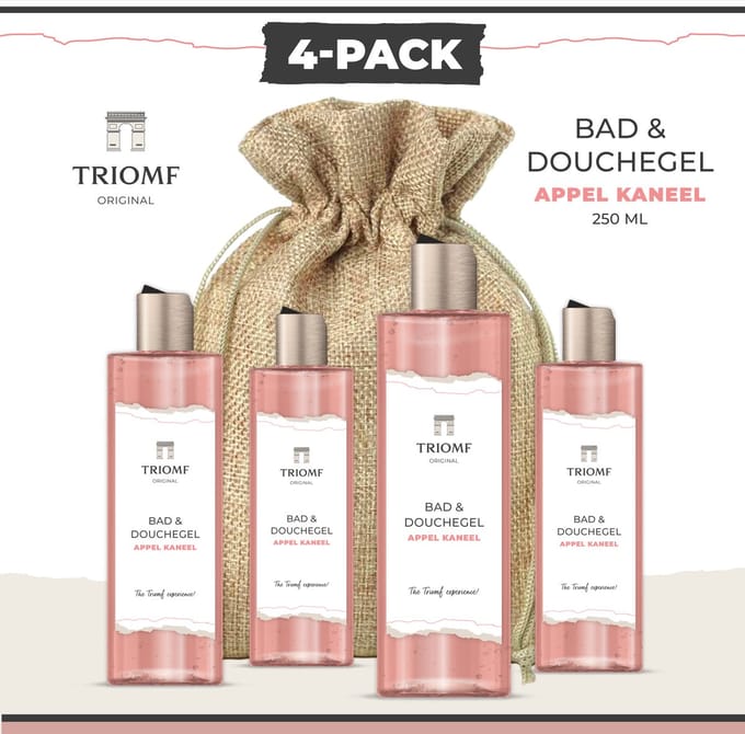 Deluxe Bad & Douchegel - Appel Kaneel - 250 ML - 4 stuks - Triomf Cosmetica |