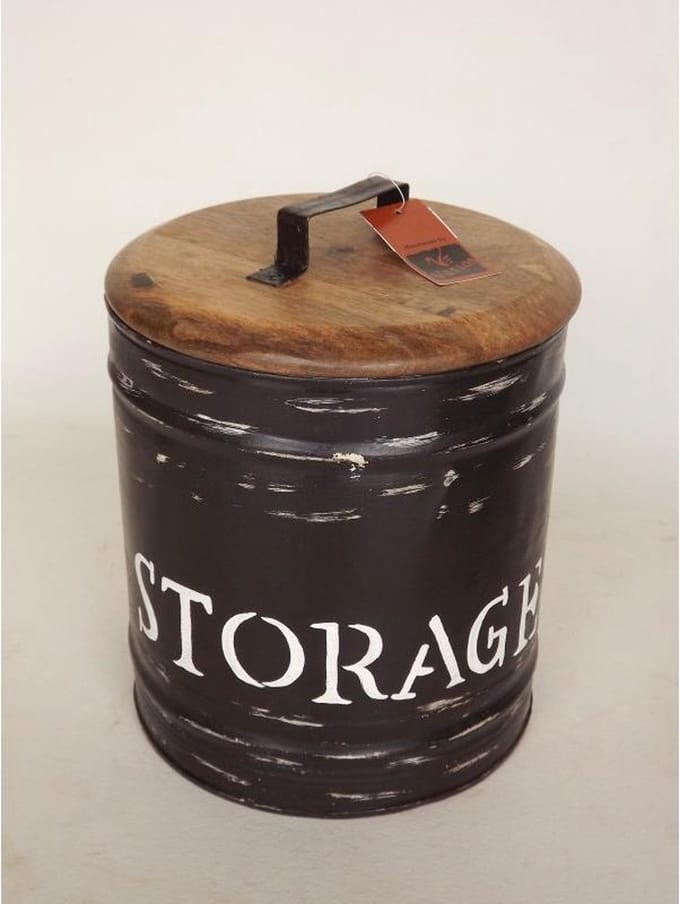 Opbergvat met Houten Deksel - 25x32cm - M