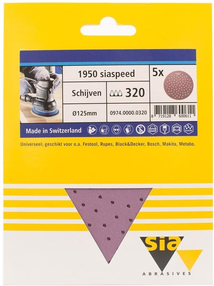 Sia siaspeed schuurschijf rond multigat P320 - 125 mm. (5 stuks)