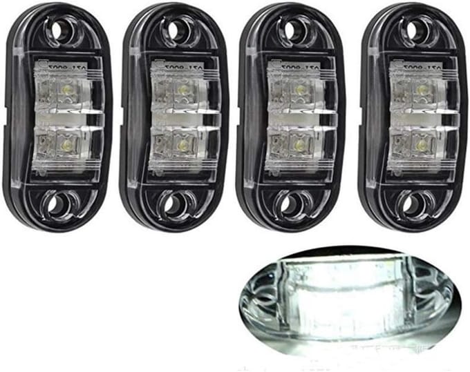 4x Universele 12V-24V LED Zijmarkeringslamp Wit voor Vrachtwagen en Auto E-Keurmerk