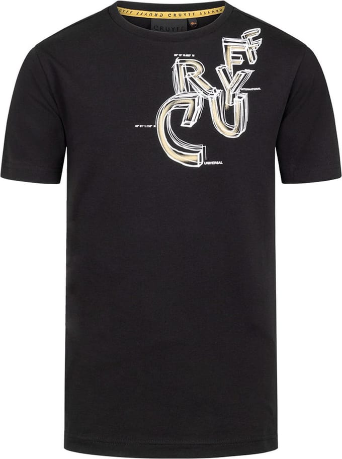 Cruyff Junior Connection Tee Shirt Zwart/Goud - Maat 128