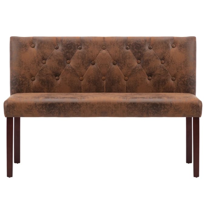 vidaXL - Bankje - 120 - cm - kunstsuède - bruin