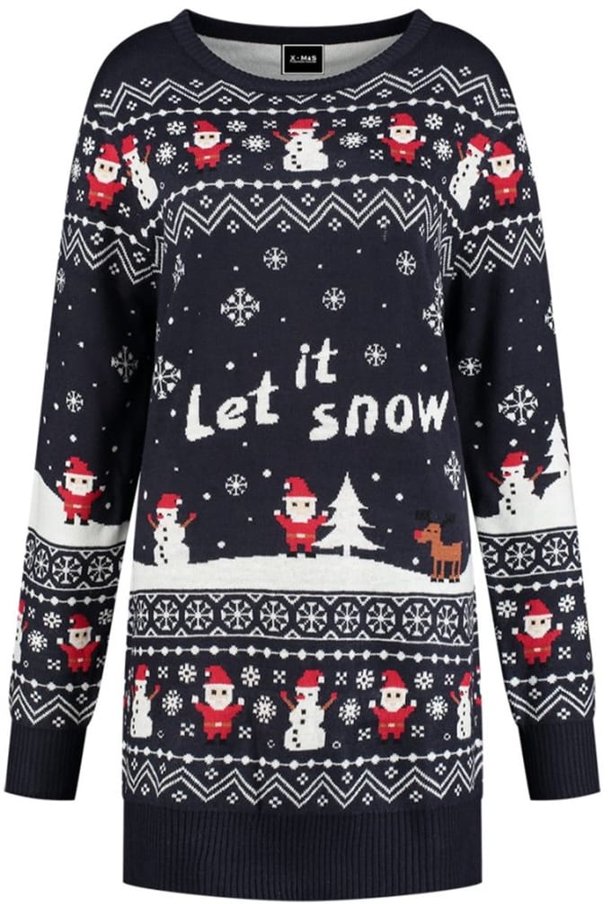 Kersttrui Jurk "Let it Snow" - Blauw - Maat L