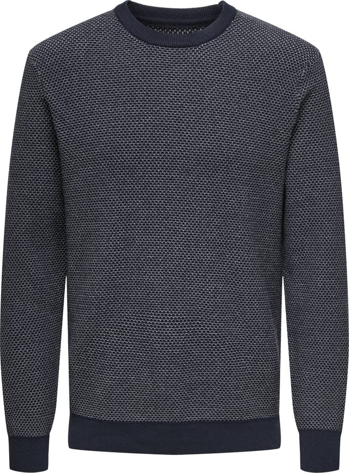 Only & Sons Trui Onsmorgan 12 Structure Crew Knit No 22033297 Navy Blazer/ Cloud Dancer Mannen Maat - XL