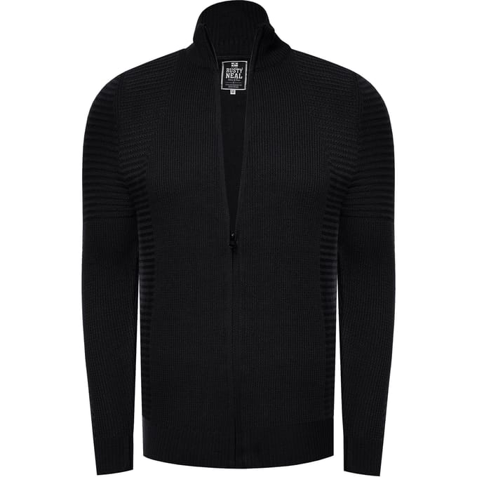 Fijne gebreide jas in biker-stijl met slim fit pasvorm