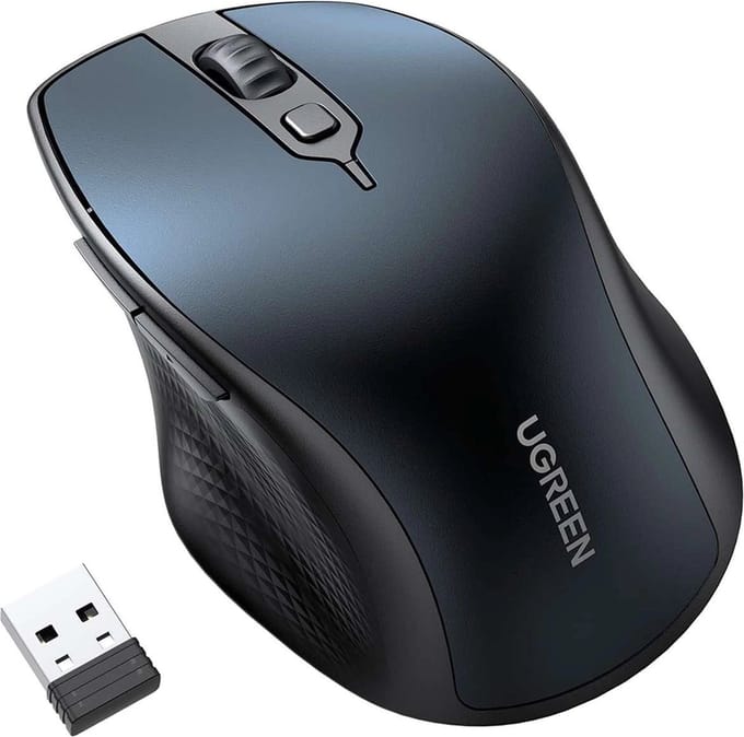Ugreen - MU101 - ergonomische draadloze muis Bluetooth 2,4 GHz - blauw