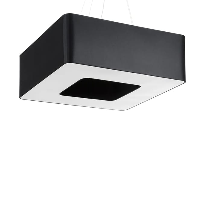 Kroonluchter URANO 60 met vierkante stoffen kap - Sollux Lighting - IP20 - Zwart stof/pvc/staal behuizing - 60 x 60 x 112 cm - 8 x E27 LED, exclusief lichtbron - 8 x 15 W - Minimalistische kroonluchter voor woonkamer, slaapkamer en eetkamer