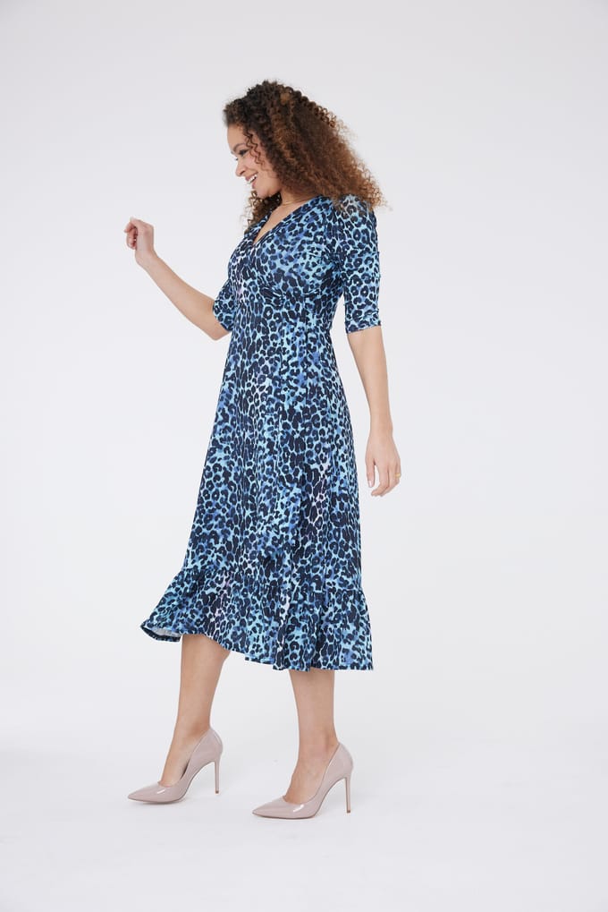 Claire Jurk met Dierenprint - Blauw