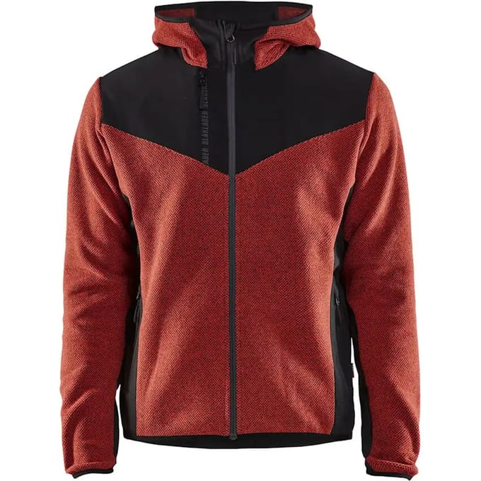 Blaklader Gebreid jack met softshell - Gebrand rood/Zwart - 2XS