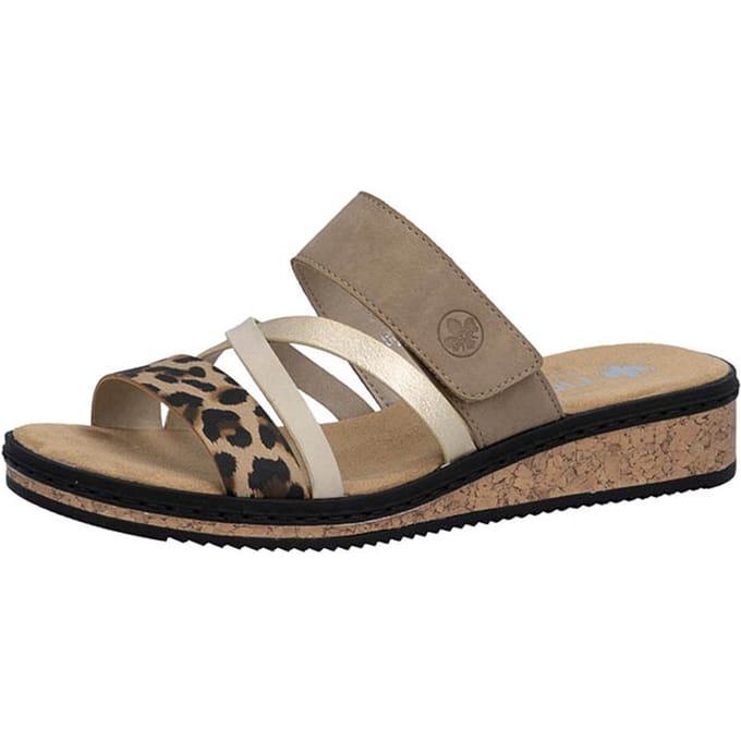 Rieker Slipper V3652-62 Beige Combi Zacht Voetbed