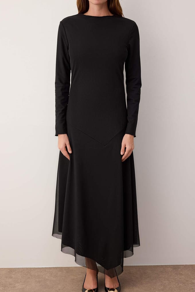 Dames platte maxi lange chique/nacht bodycon hijabjurk