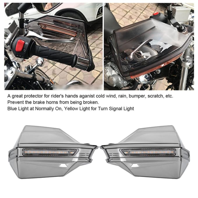 Universele Motorfiets Winddichte Handbeschermer Schild LED Winddeflector Blauw Geel Licht gray