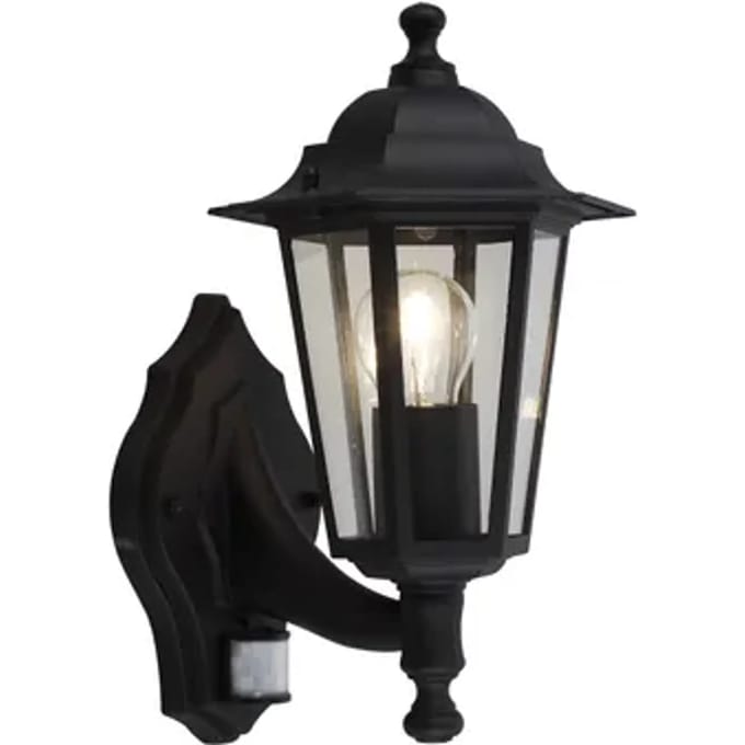 Sencys Wandlamp Madrid Zwart E27 Met Sensor